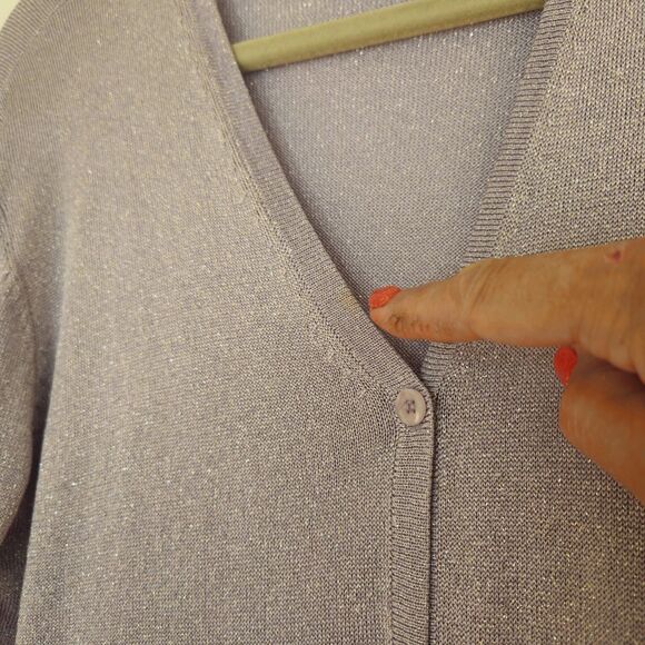 Jones New York Lavender/silver Shimmer Cardigan Womens Med. Classic, Party GUC - Picture 3 of 8